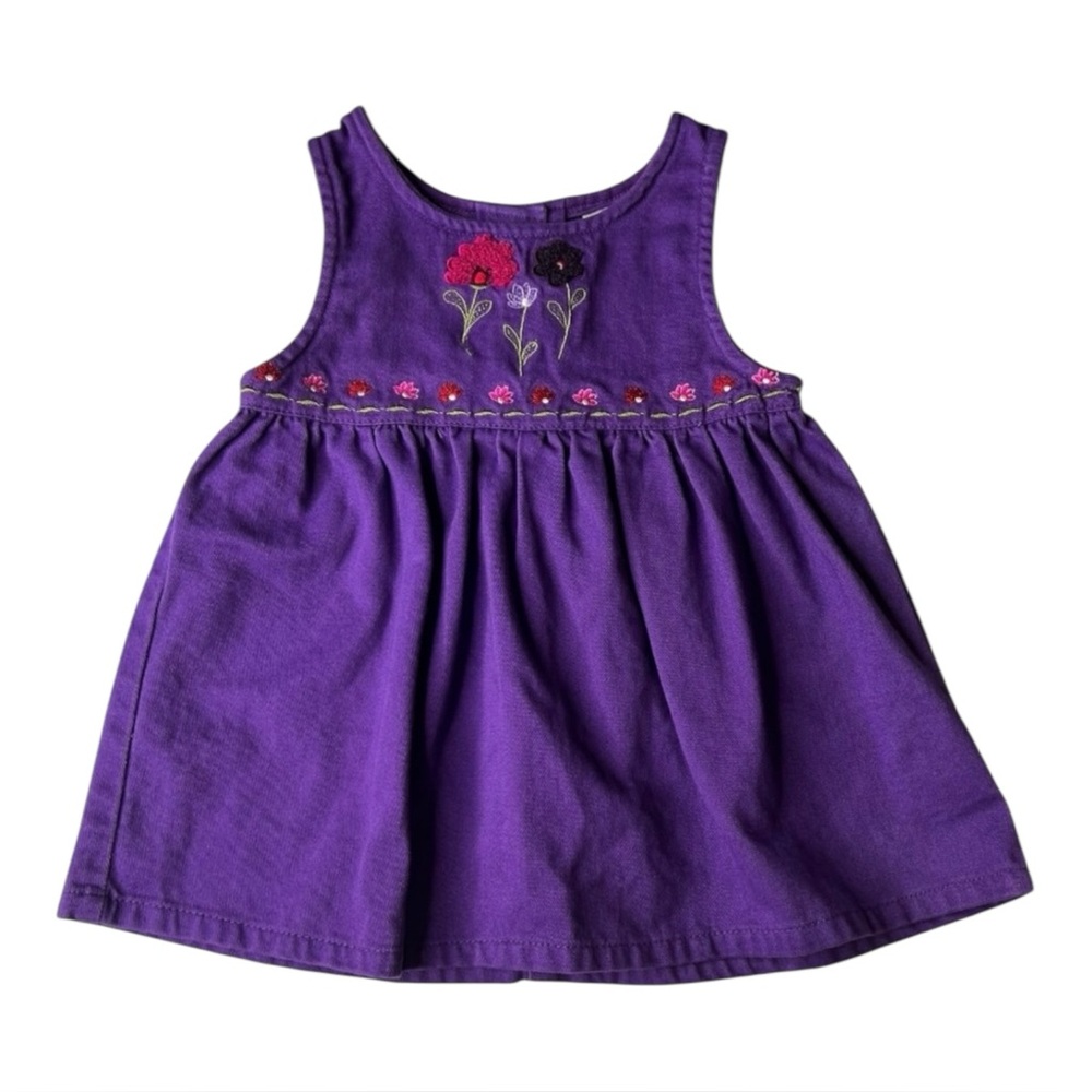 McKids 90s Purple Floral Sleeveless Cotton Dress Sz 18 Months